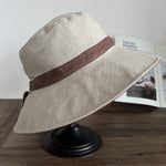 Reversible Ponytail Sun Hat – Beige with Coffee Band