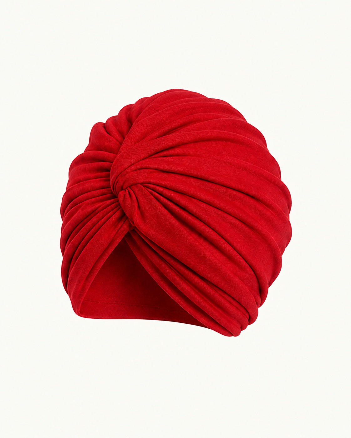 Bright Red modal cotton knot turban head wrap on an off-white background