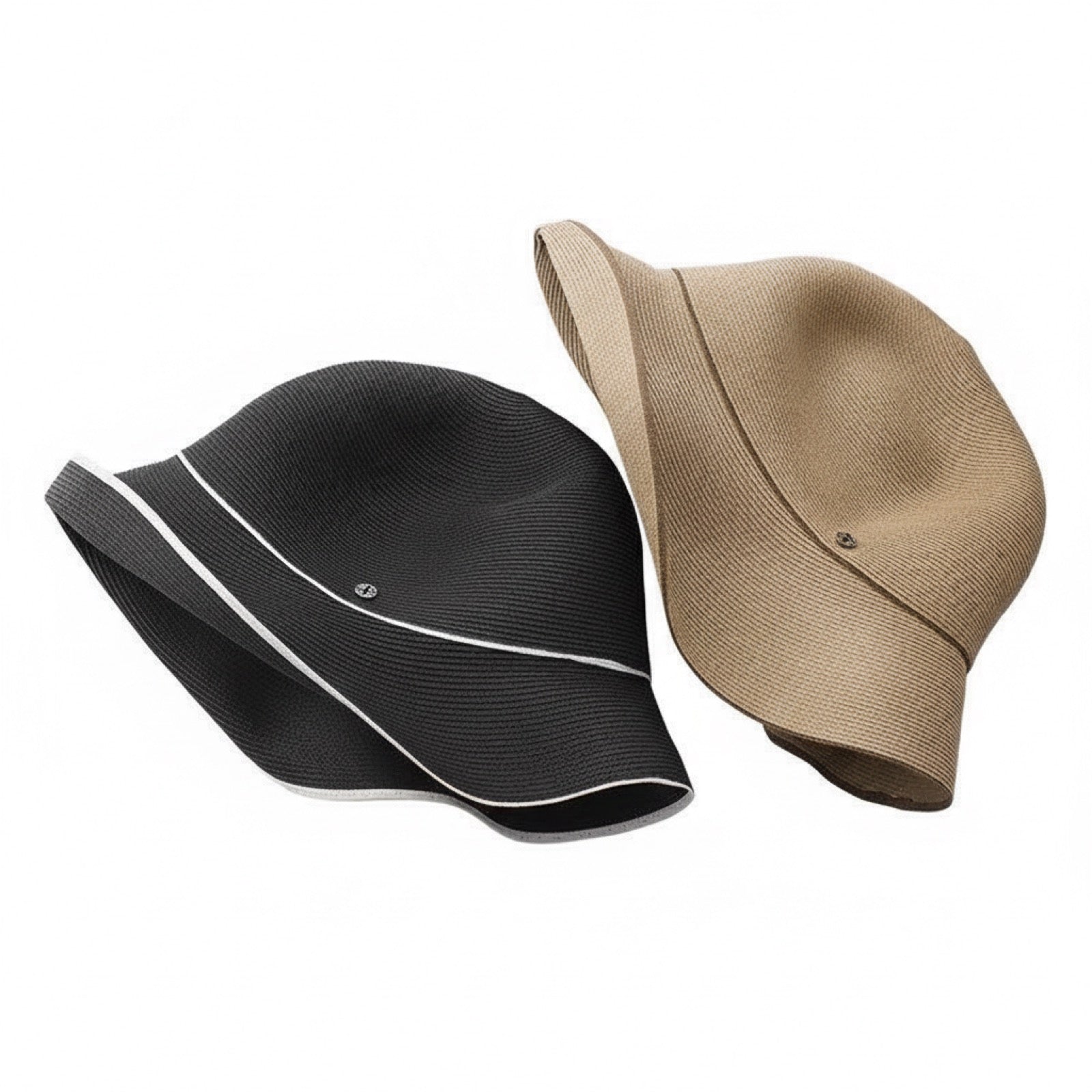 Raffia Straw Sun Hat for Women - Black and Camel