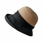 Straw Linen Sun Hat - Black