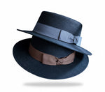 Classic Straw Boater Hat in Black - Stacked View