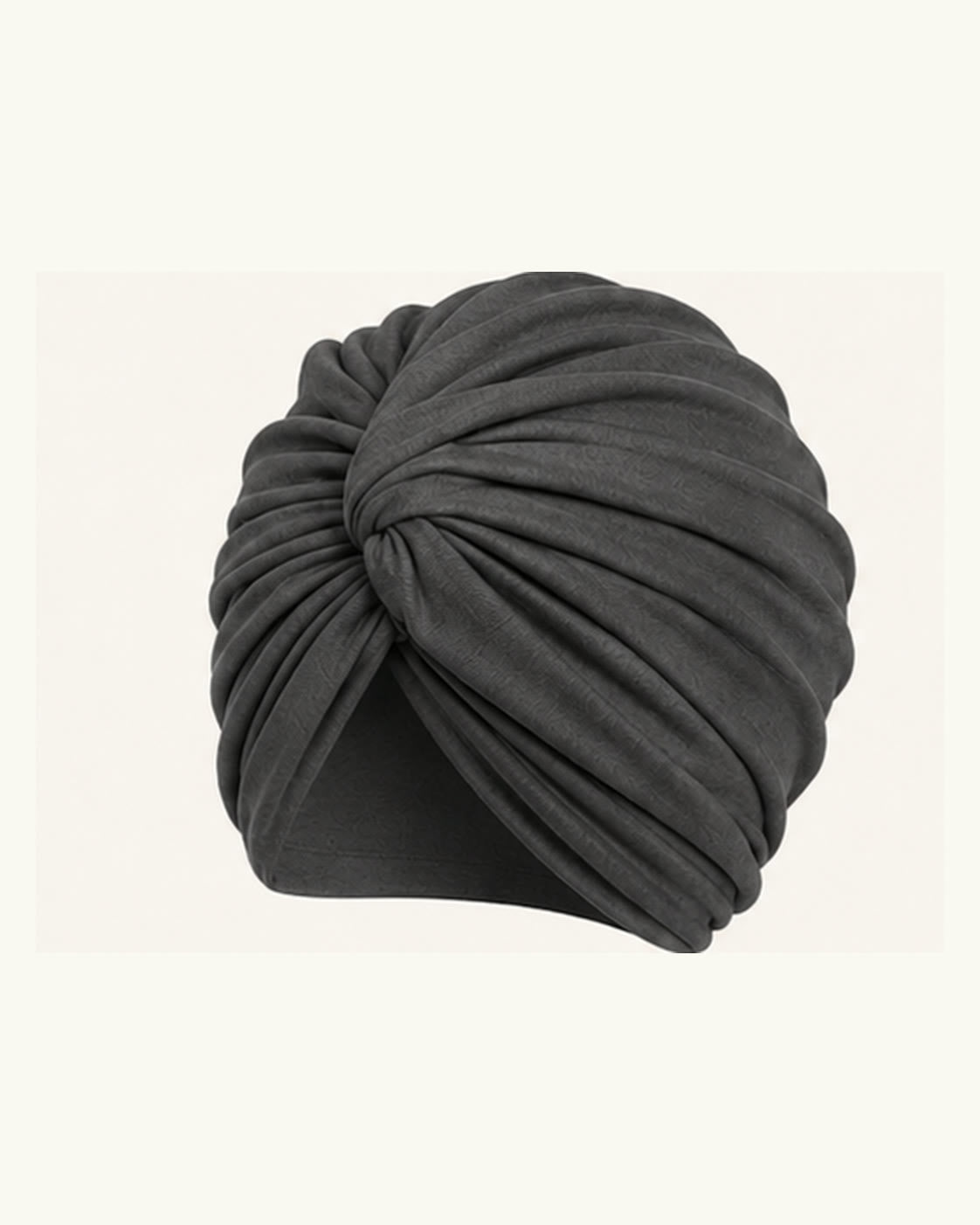 Dark Gray modal cotton knot turban head wrap on an off-white background
