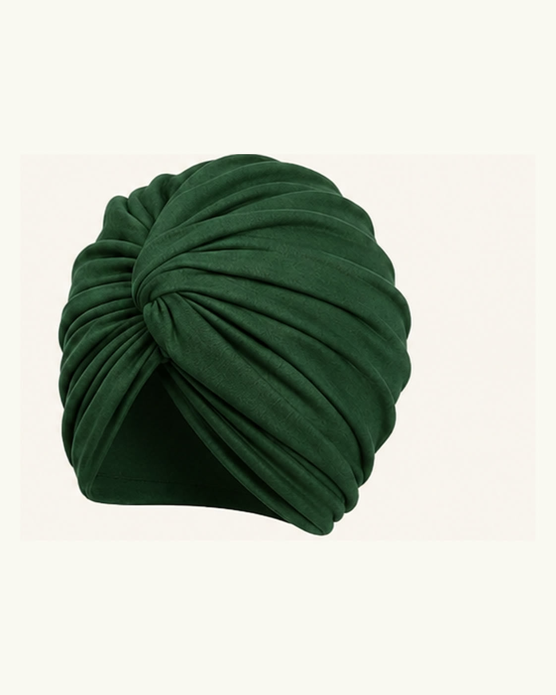 Dark Green modal cotton knot turban head wrap on an off-white background