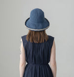 Embroidered Brim Straw Hat - Model Wearing Back View