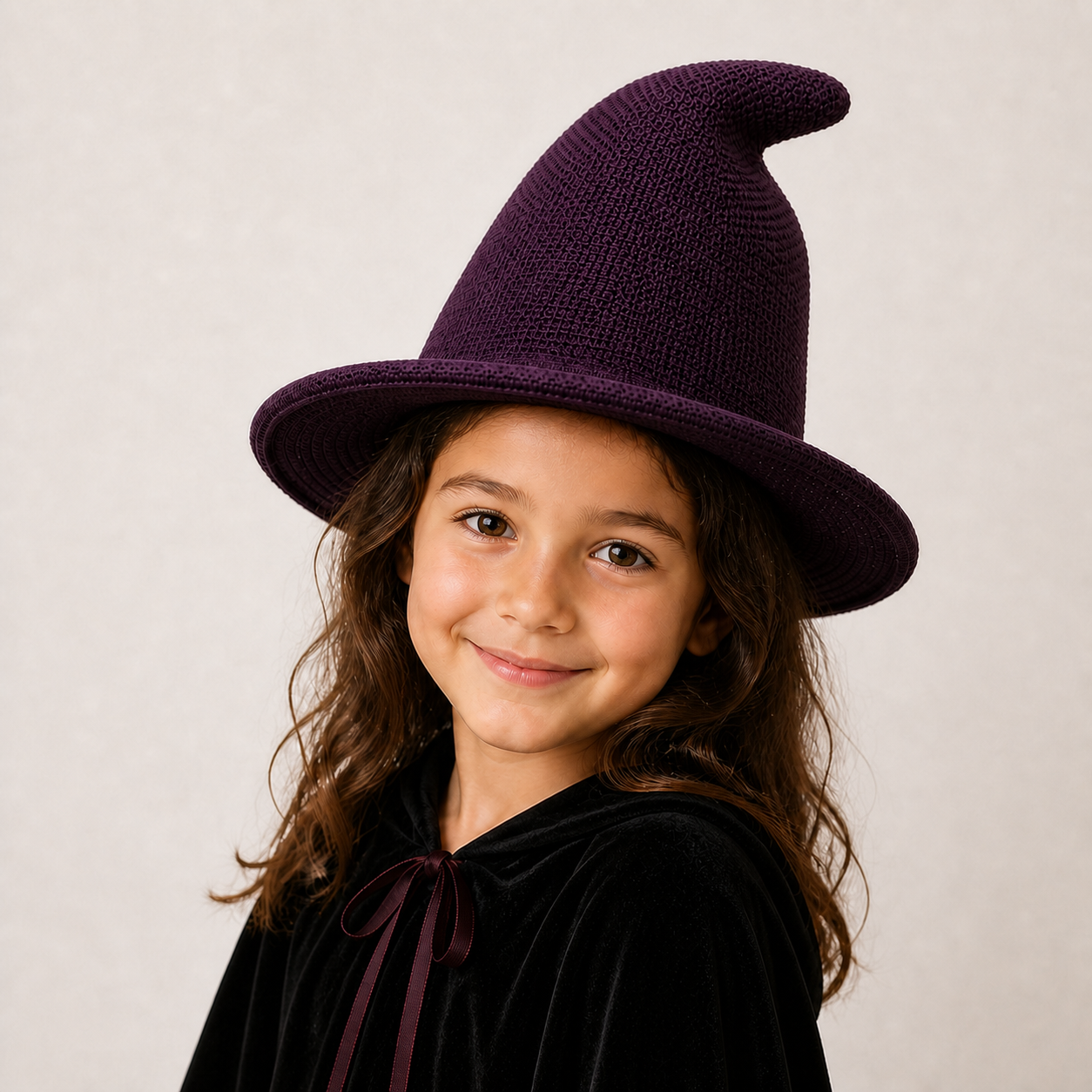 Kids' Knitted Halloween Witch Hat – Cotton Yarn