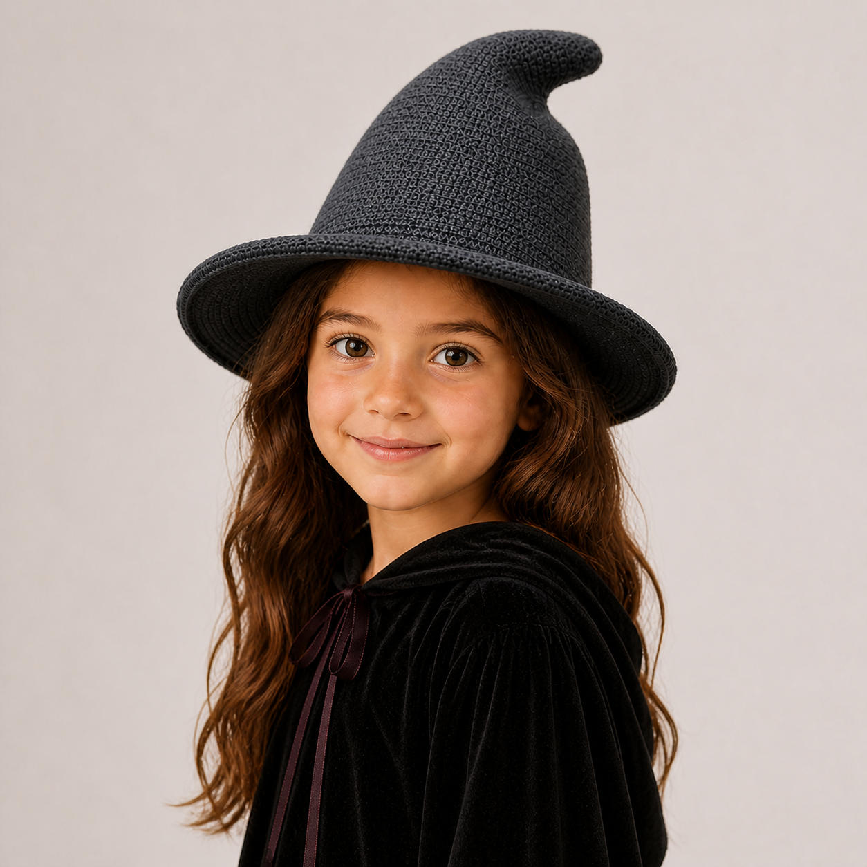 Kids' Knitted Halloween Witch Hat – Cotton Yarn