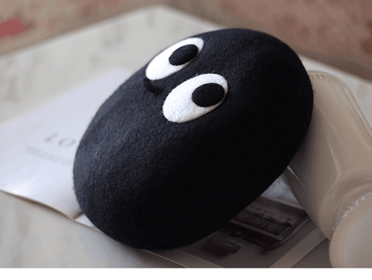 Cute Black Coal Ball Eyes Painter Hat - Mspineapplecrafts