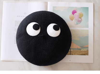 Cute Black Coal Ball Eyes Painter Hat - Mspineapplecrafts
