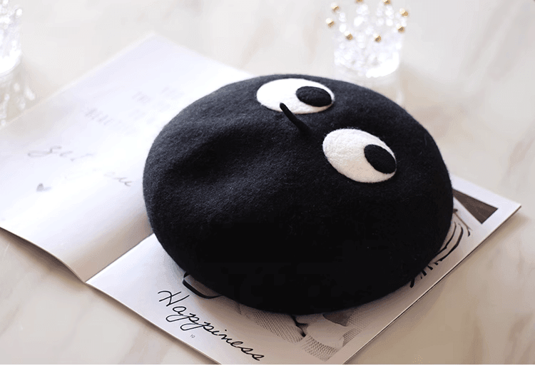 Cute Black Coal Ball Eyes Painter Hat - Mspineapplecrafts