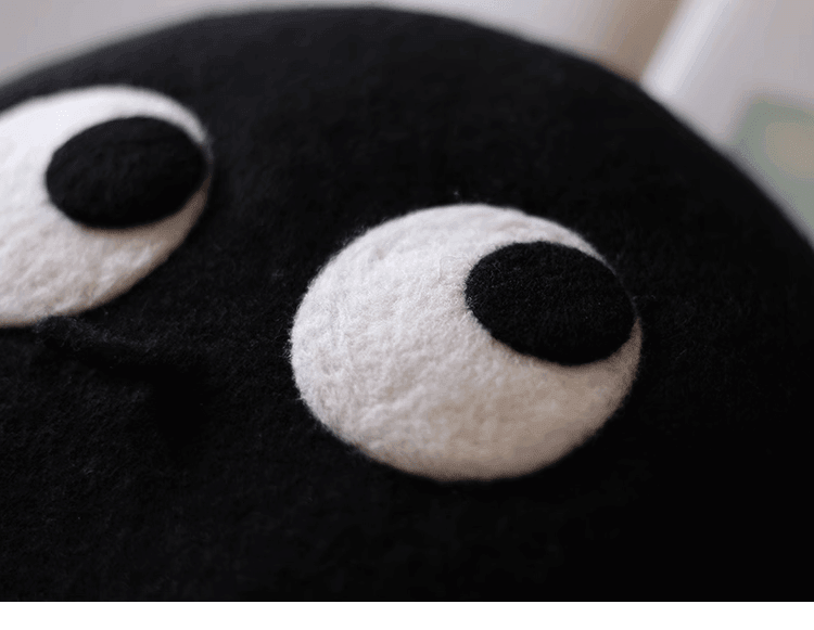Cute Black Coal Ball Eyes Painter Hat - Mspineapplecrafts