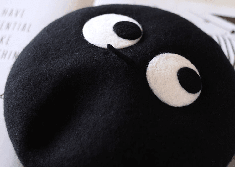 Cute Black Coal Ball Eyes Painter Hat - Mspineapplecrafts