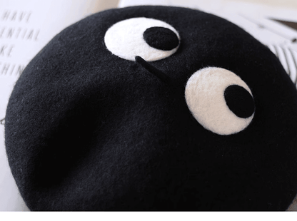 Cute Black Coal Ball Eyes Painter Hat - Mspineapplecrafts