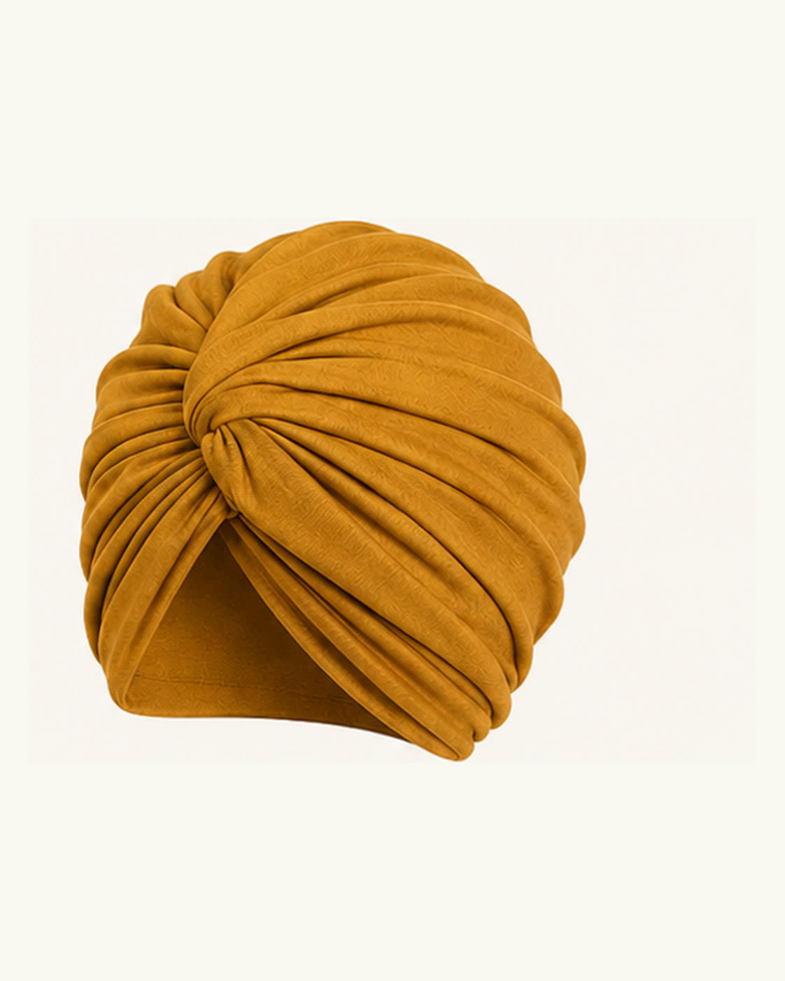 Ginger Yellow modal cotton knot turban head wrap on an off-white background