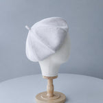 Gray linen beret detail
