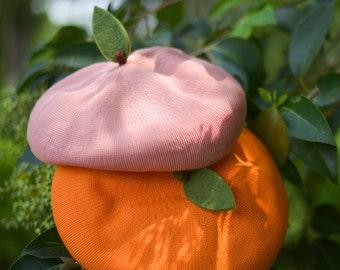 Orange Peach Beret Hat - Mspineapplecrafts