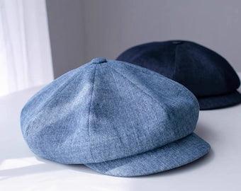 Customized Unisex Oversize Denim Applejack Newsboy Cap - Mspineapplecrafts