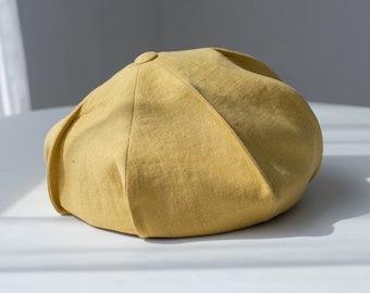 Oversized Spring Summer Linen Beret - Mspineapplecrafts