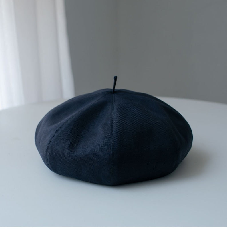 Solid Colour Oversized Linen Tip Beret Hat for Women Mspineapplecrafts