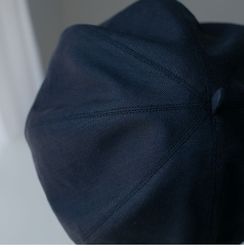 Solid Colour Oversized Linen Beret Hat for Women