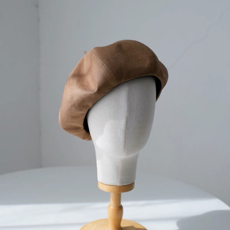 Solid Colour Oversized Linen Tip Beret Hat for Women Mspineapplecrafts