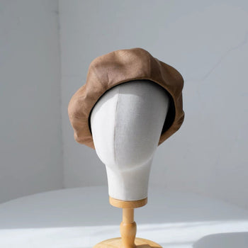 Solid Colour Oversized Linen Tip Beret Hat for Women Mspineapplecrafts