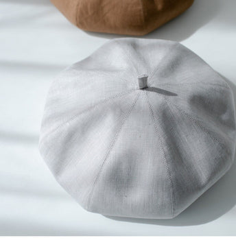 Solid Colour Oversized Linen Tip Beret Hat for Women Mspineapplecrafts