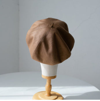Solid Colour Oversized Linen Tip Beret Hat for Women Mspineapplecrafts