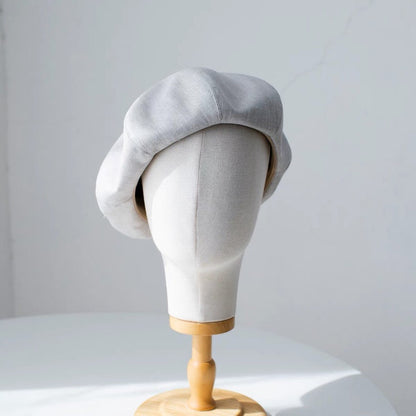 Solid Colour Oversized Linen Tip Beret Hat for Women Mspineapplecrafts
