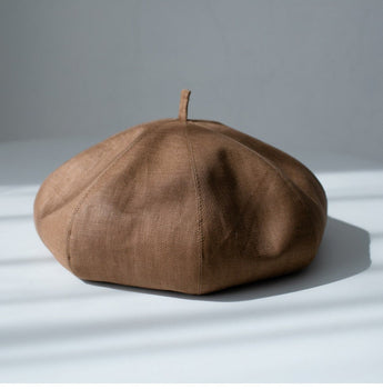 Solid Colour Oversized Linen Tip Beret Hat for Women Mspineapplecrafts