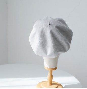 Solid Colour Oversized Linen Tip Beret Hat for Women Mspineapplecrafts