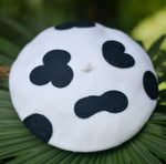 Classic Cow Print Wool Berets for Women and Kid.