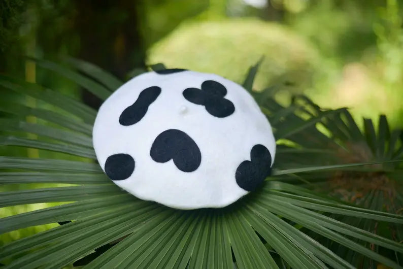 Classic Cow Print Wool Berets for Women and Kid.