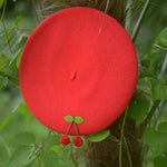 Cherry Wool Beret Hat for Women and Kids.