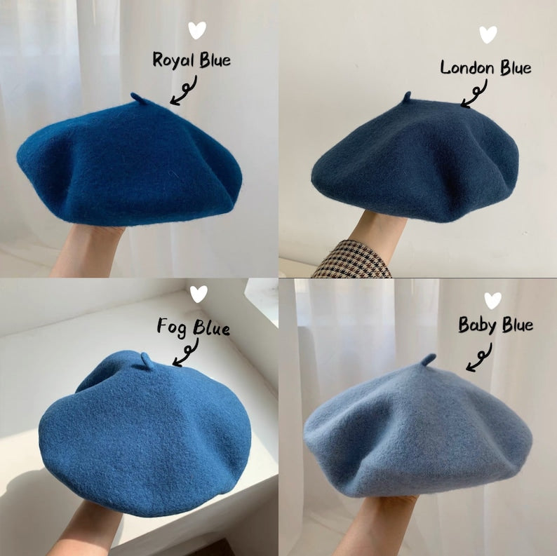 Solid Colour Wool Beret for Women