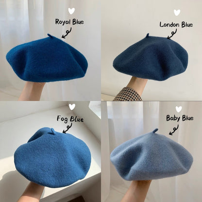 Solid Colour Wool Beret for Women