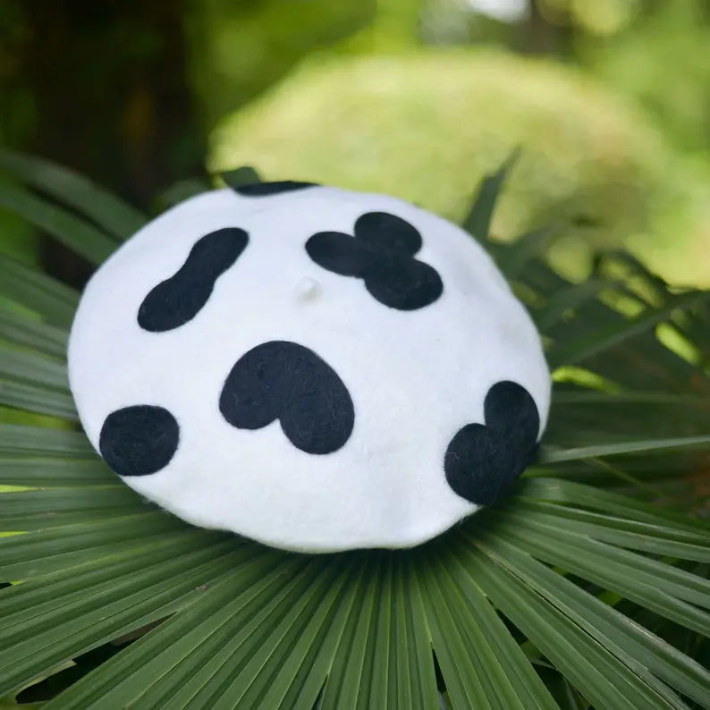 Classic Cow Print Wool Berets for Women and Kid.