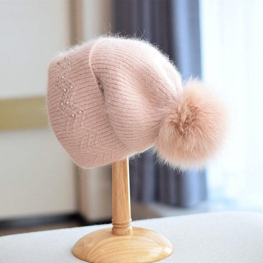 2 Way Knitted hat with Removable Pom Pom