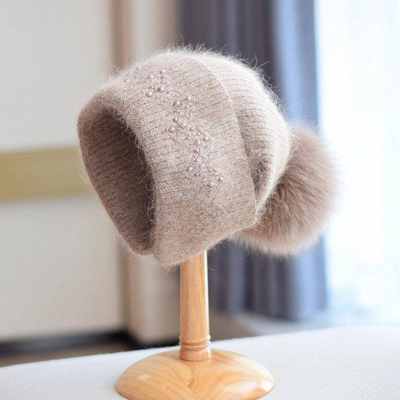 2 Way Knitted hat with Removable Pom Pom - Mspineapplecrafts
