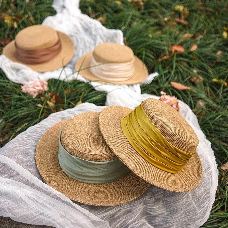 Fedora Straw Boater Hat for Women - Mspineapplecrafts