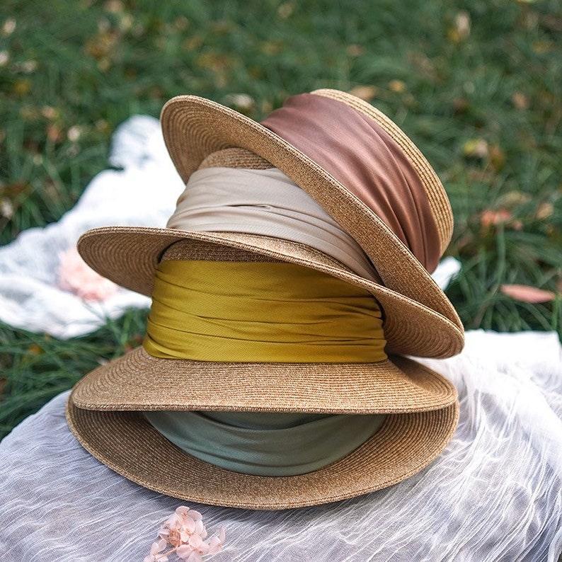 Fedora Straw Boater Hat for Women - Mspineapplecrafts