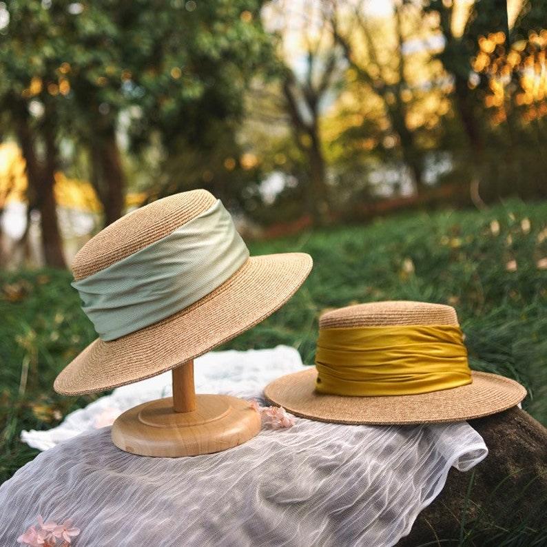 Fedora Straw Boater Hat for Women - Mspineapplecrafts