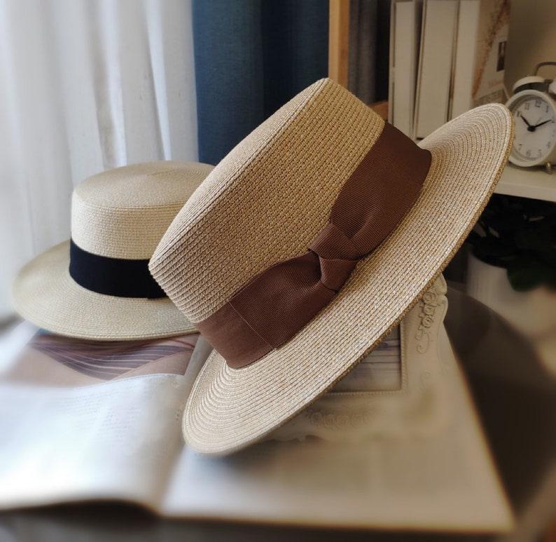 M Large Size Unisex Boater Fedora Straw Hat - Mspineapplecrafts