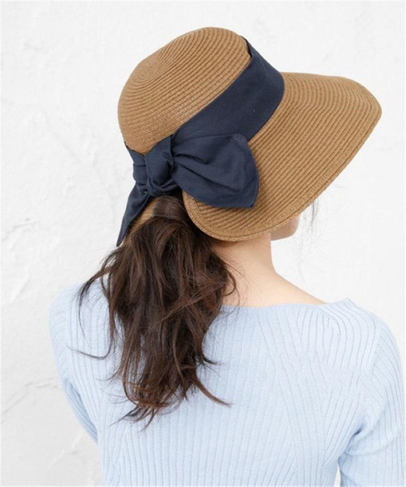 Straw Hat with Bow Tie for Large Head