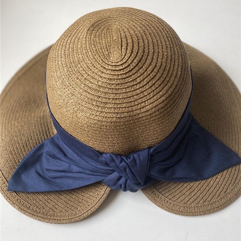 Straw Hat with Bow Tie for Large Head