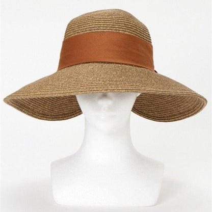 Straw Hat with Bow Tie for Large Head
