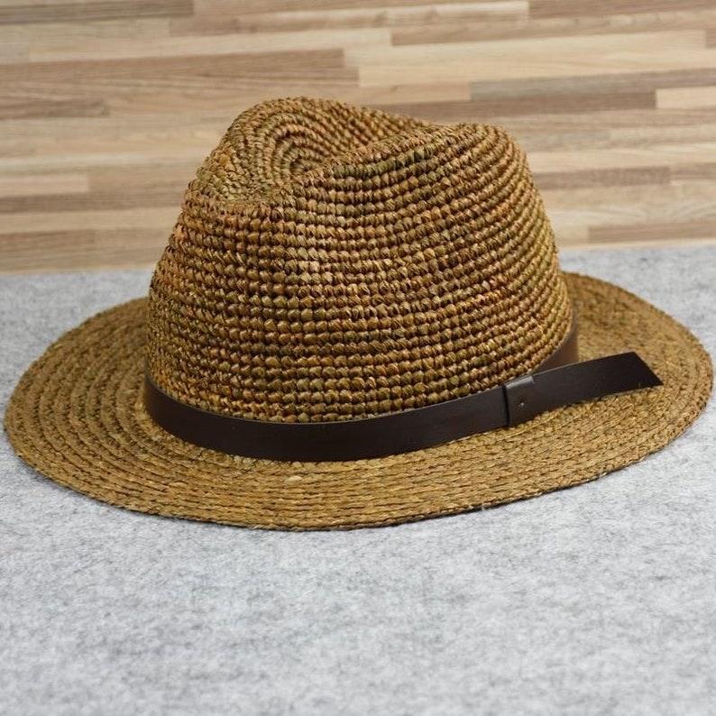 Raffia Straw Panama Fedora Hat - Mspineapplecrafts