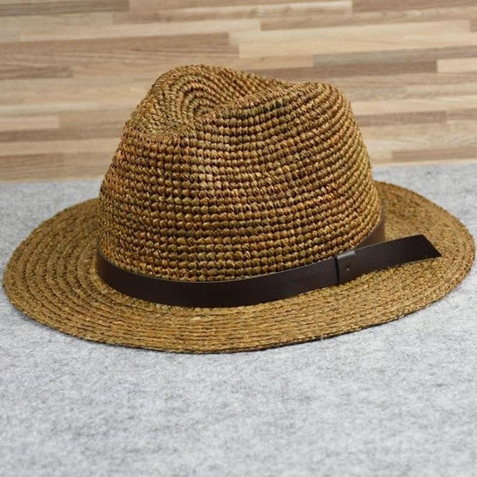 Raffia Straw Panama Fedora Hat - Mspineapplecrafts