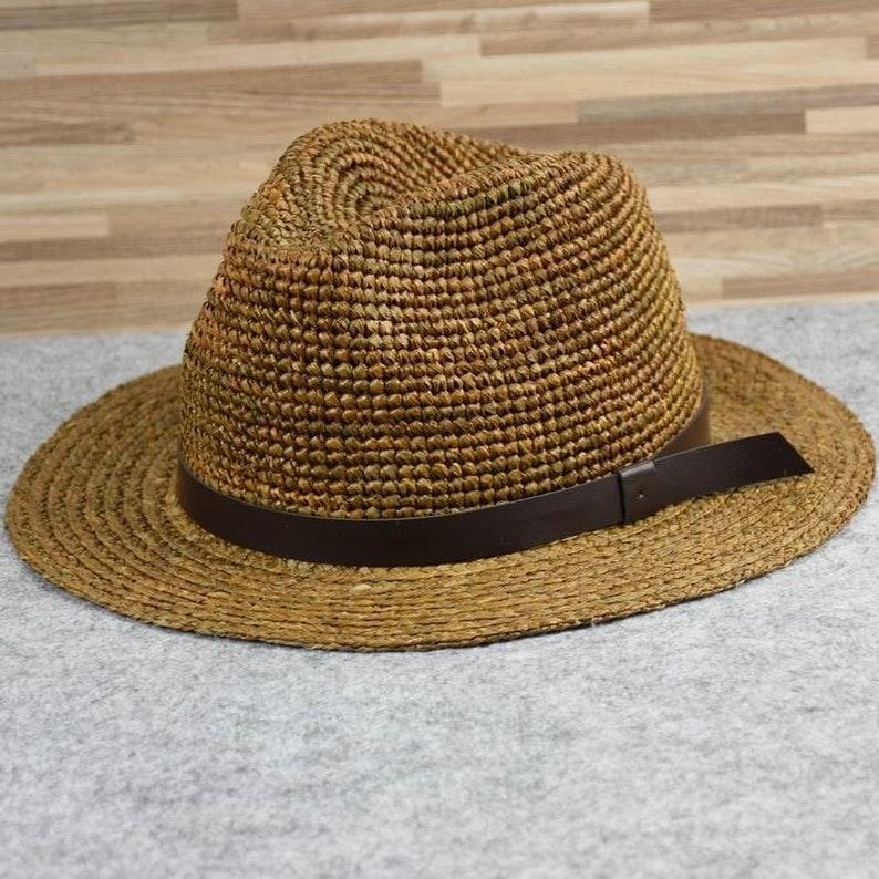 Raffia Straw Panama Fedora Hat - Mspineapplecrafts