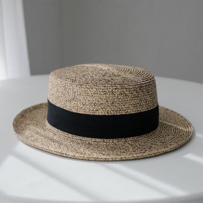 Flat Top Straw Fedora Panama Hat - Mspineapplecrafts