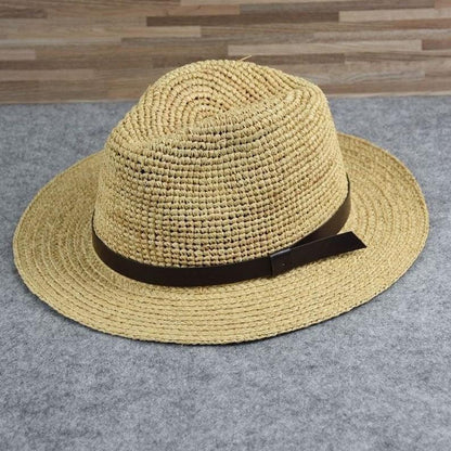 Raffia Straw Panama Fedora Hat - Mspineapplecrafts